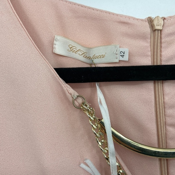 NWT GIL SANTUCCI Pink Cap Sleeve Gold Detail Back Zip Mini Dress Size 42 (6 US) - Picture 8 of 9